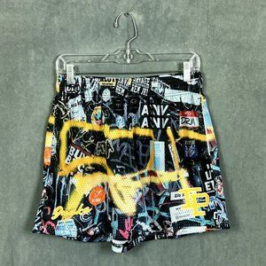 INAKA Power Mens Athletic Graffiti Mesh Drawstring Shorts Size Large